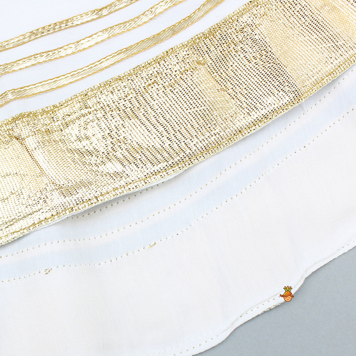 Off White Wrap Style Lace Detailed Anarkali With Dupatta