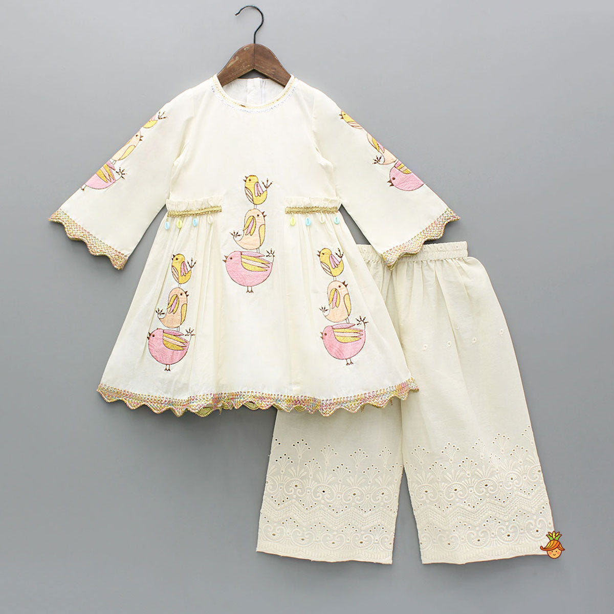 Bird Embroidered Kurti And Hakoba Palazzo