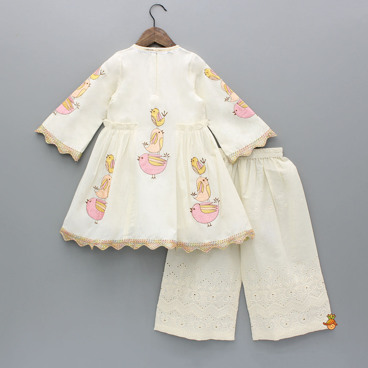 Bird Embroidered Kurti And Hakoba Palazzo
