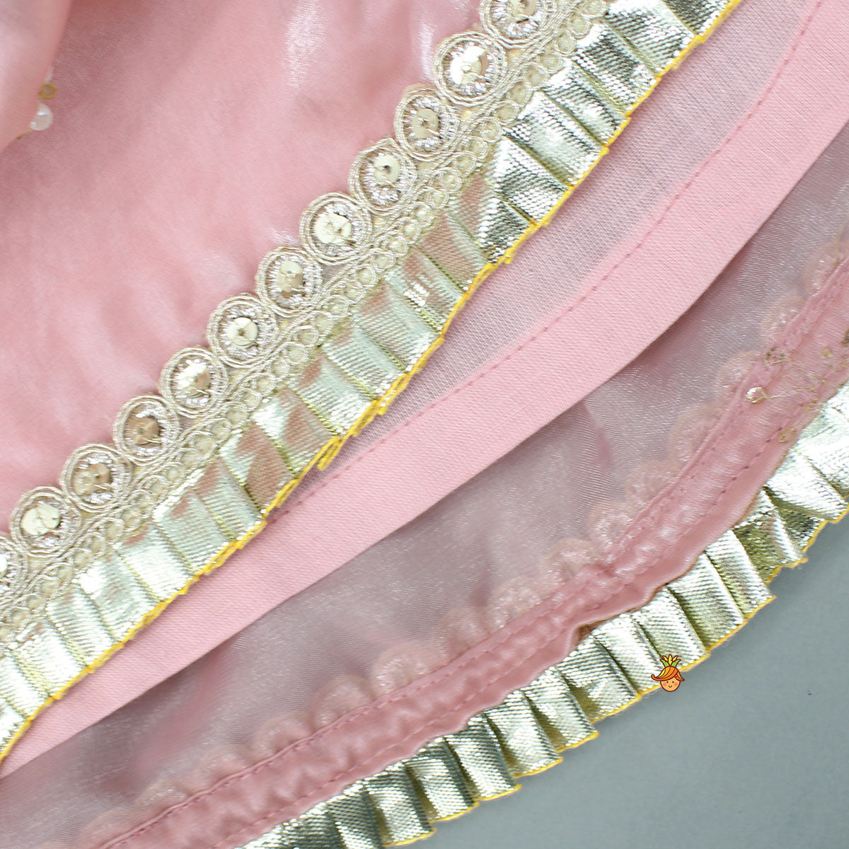 Pink Embroidered Strappy Top And Palazzo With Bandhani Print Dupatta
