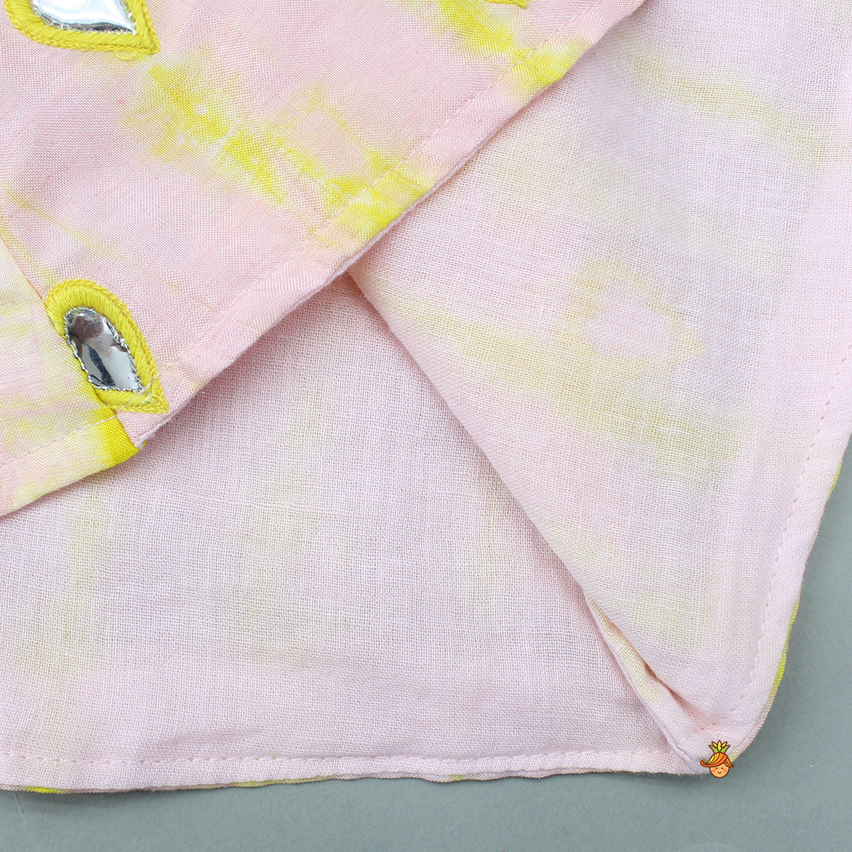 Pink Shibori Printed Tie Up Straps Kurti And Sharara