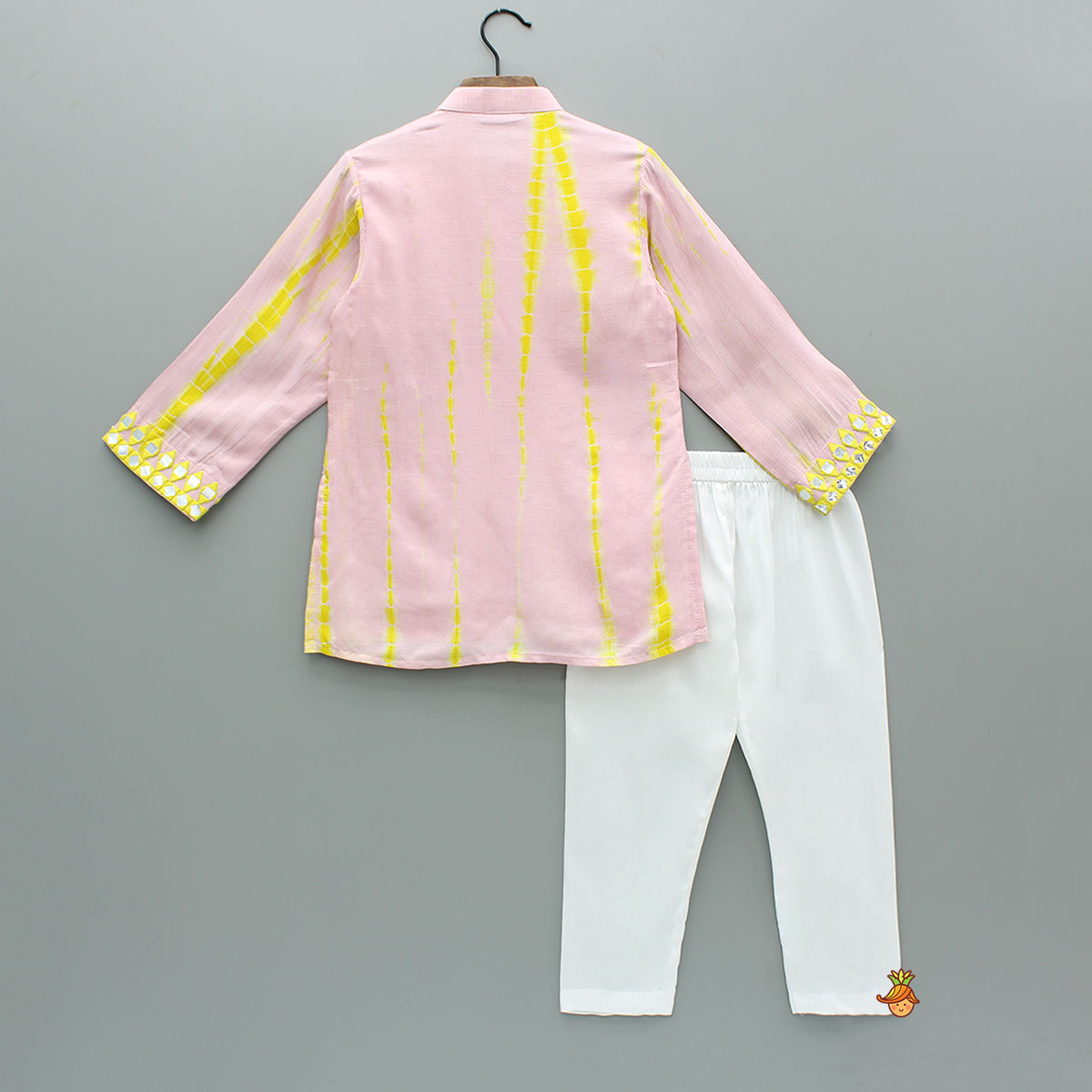 Pink Shibori Printed Embroidered Kurta And Pyjama
