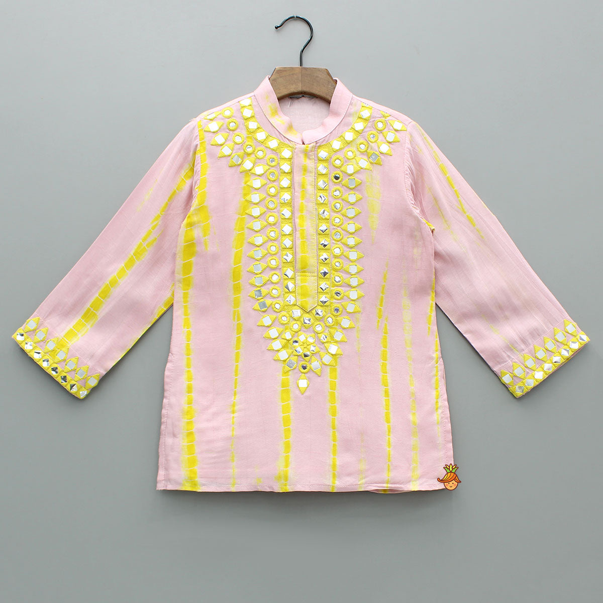 Pink Shibori Printed Embroidered Kurta And Pyjama