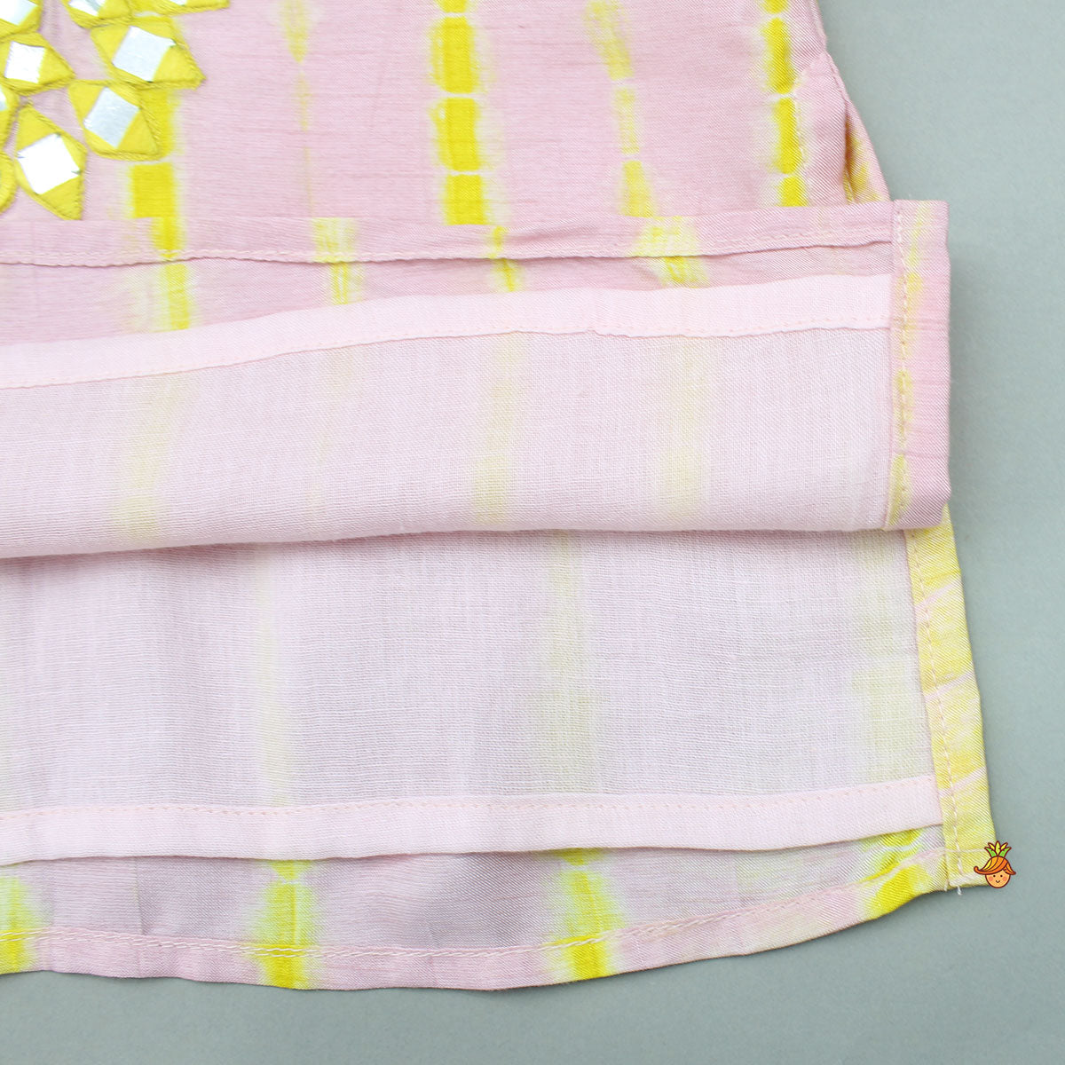 Pink Shibori Printed Embroidered Kurta And Pyjama