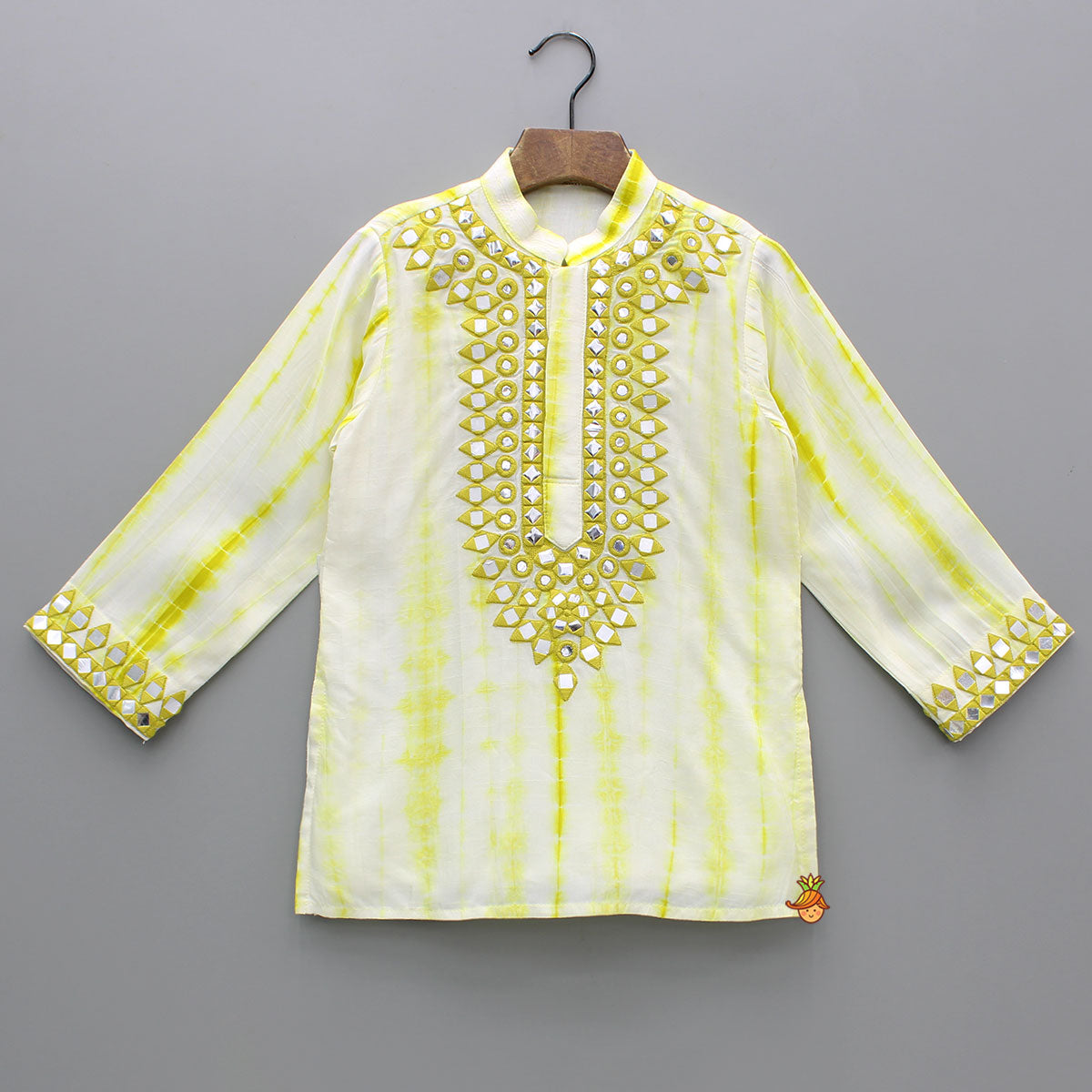 Shibori Printed Embroidered Kurta And Pyjama