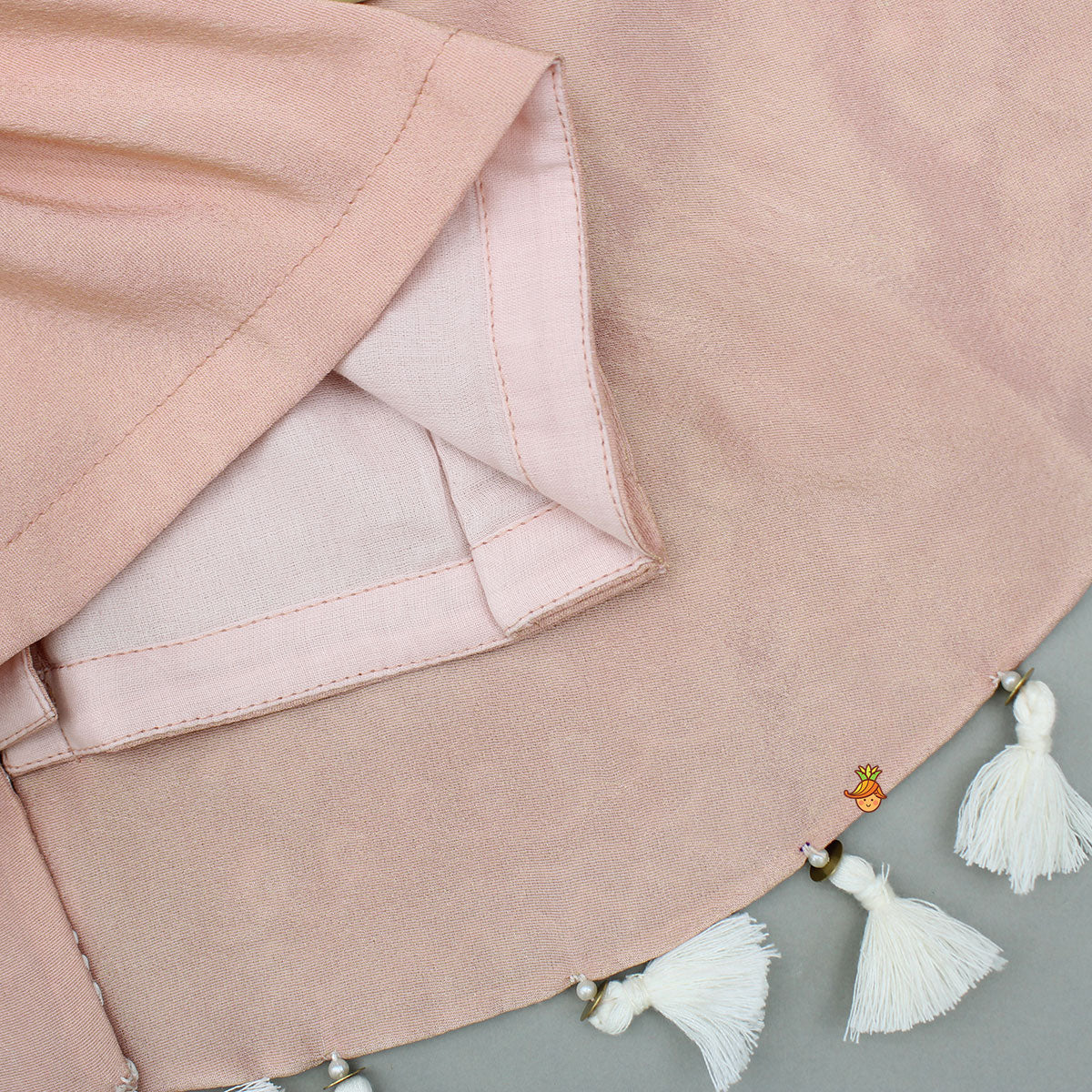 Peach Embroidered And Embellished Cape Attached Top With Flared Palazzo