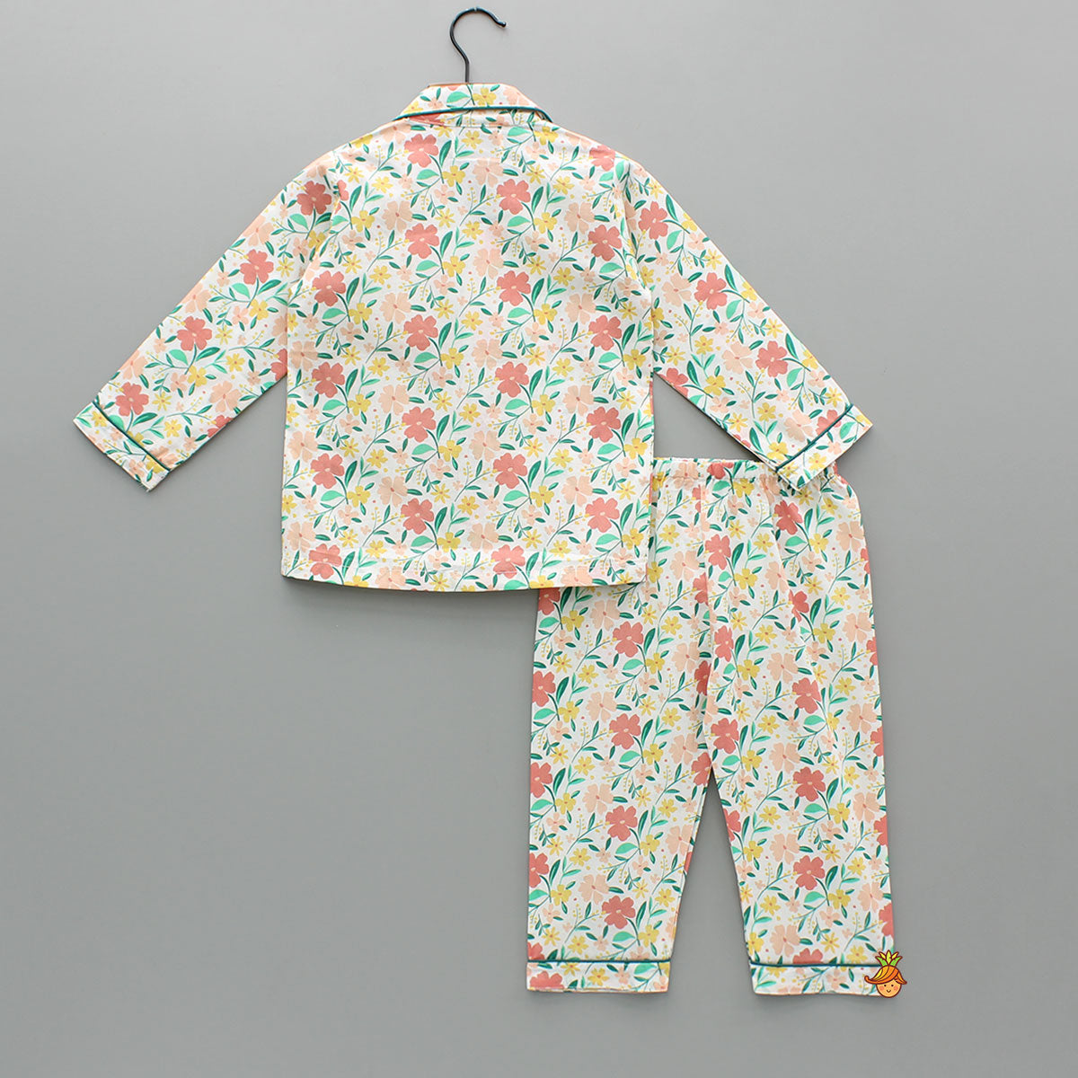 Multicoloured Floral Printed Notch Collar Sleepwear