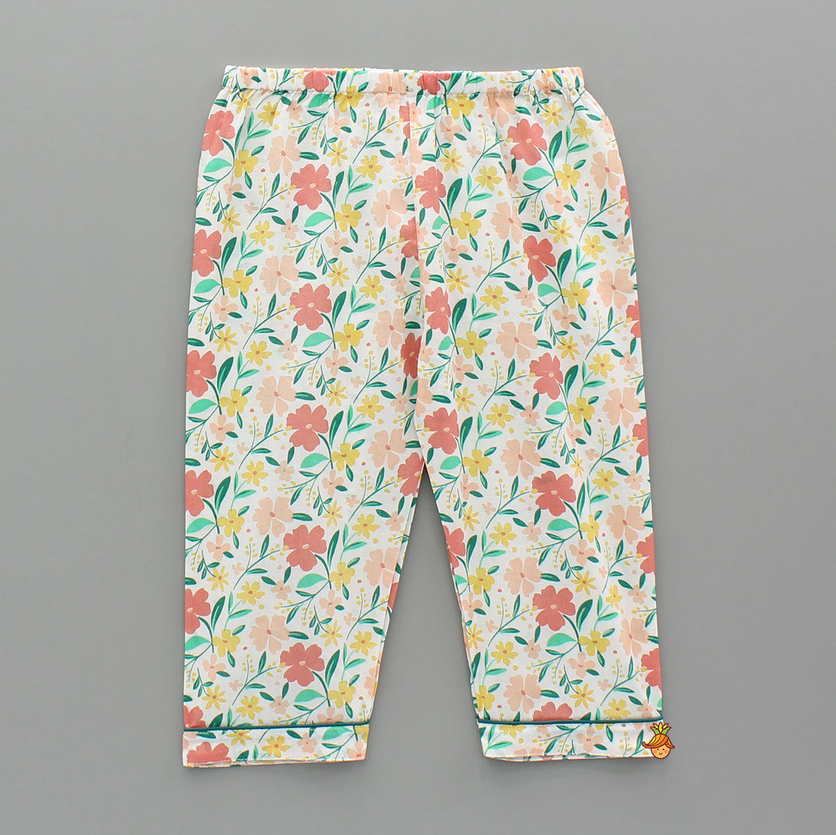 Multicoloured Floral Printed Notch Collar Sleepwear