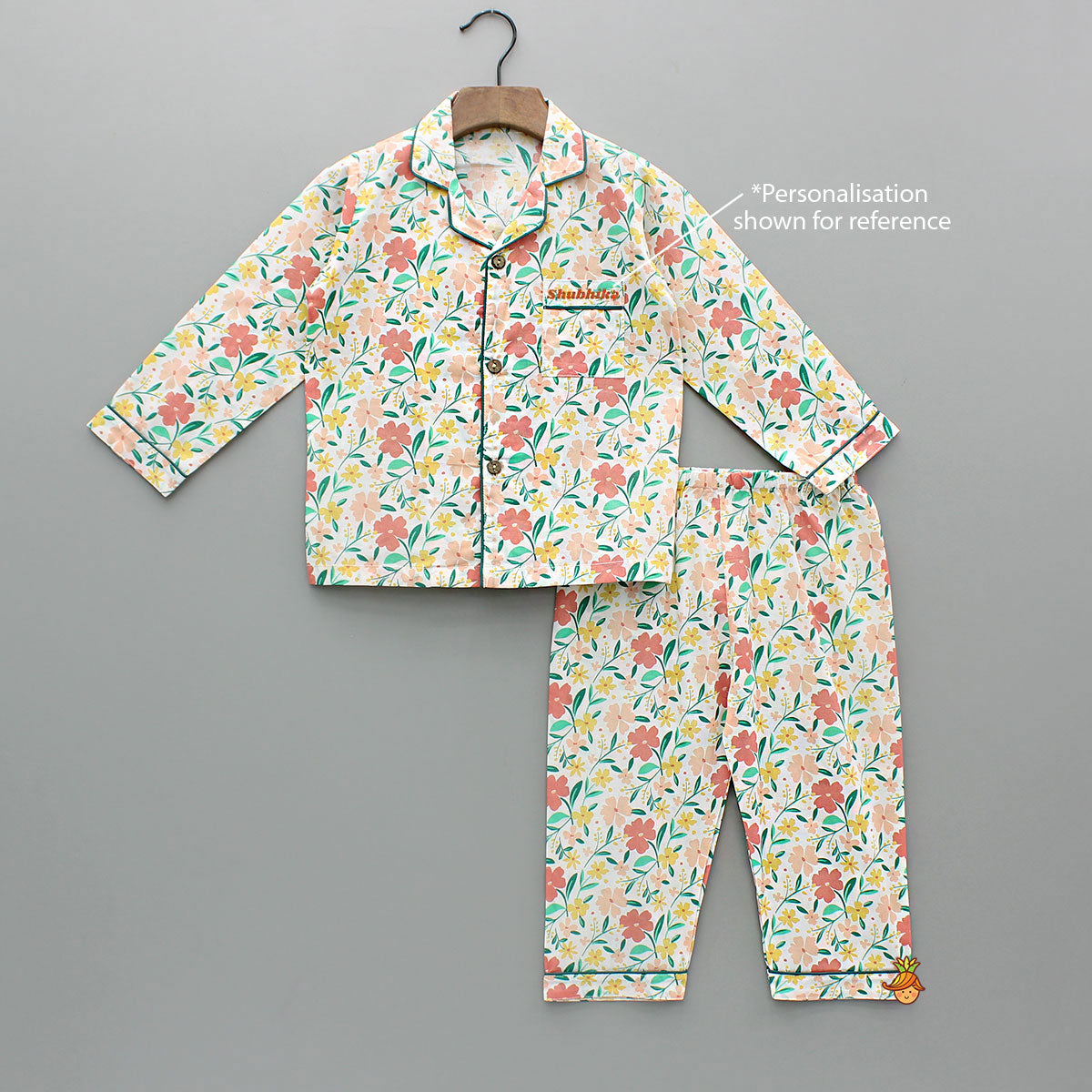 Multicoloured Floral Printed Notch Collar Sleepwear