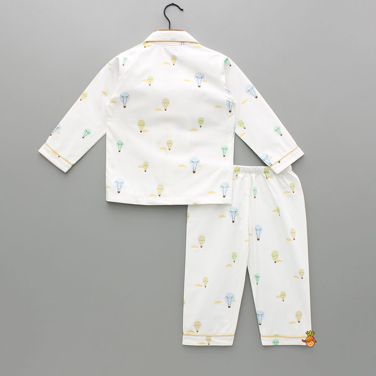 Multicoloured Parachute Printed Notch Collar Sleepwear