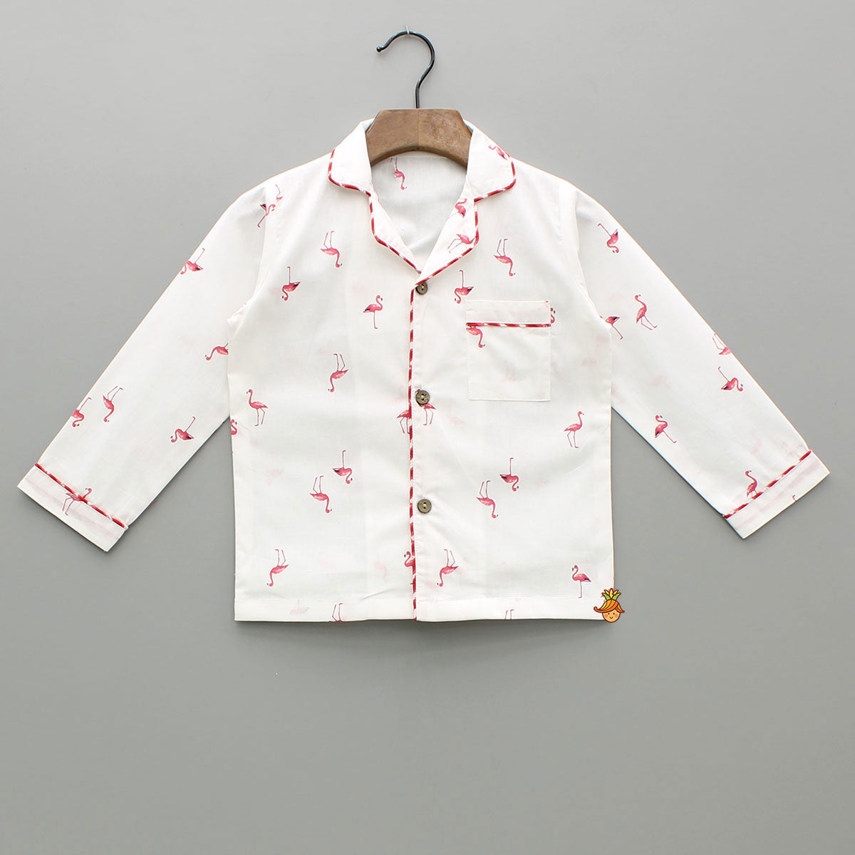 Flamingoes Printed Notch Collar Sleepwear