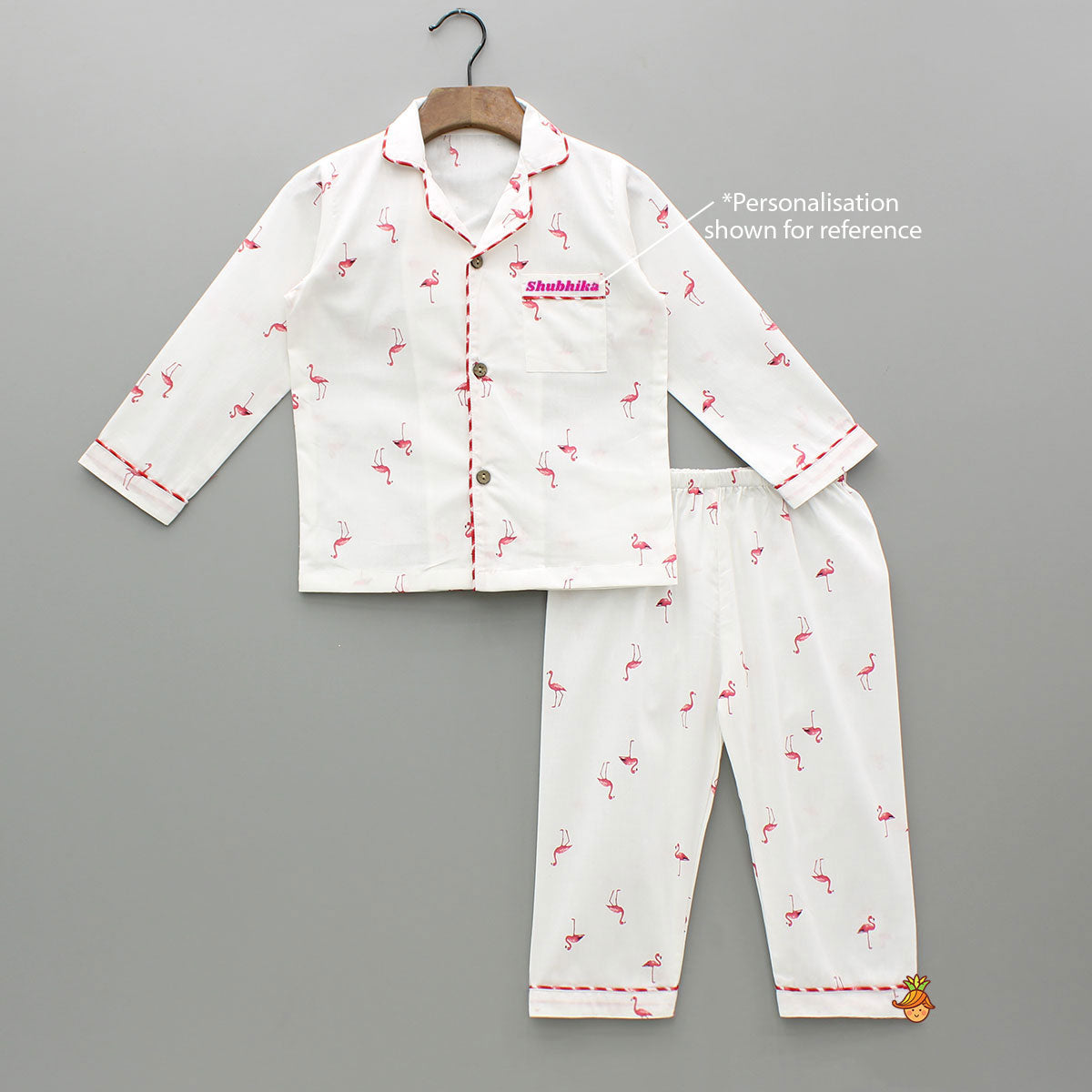 Flamingoes Printed Notch Collar Sleepwear