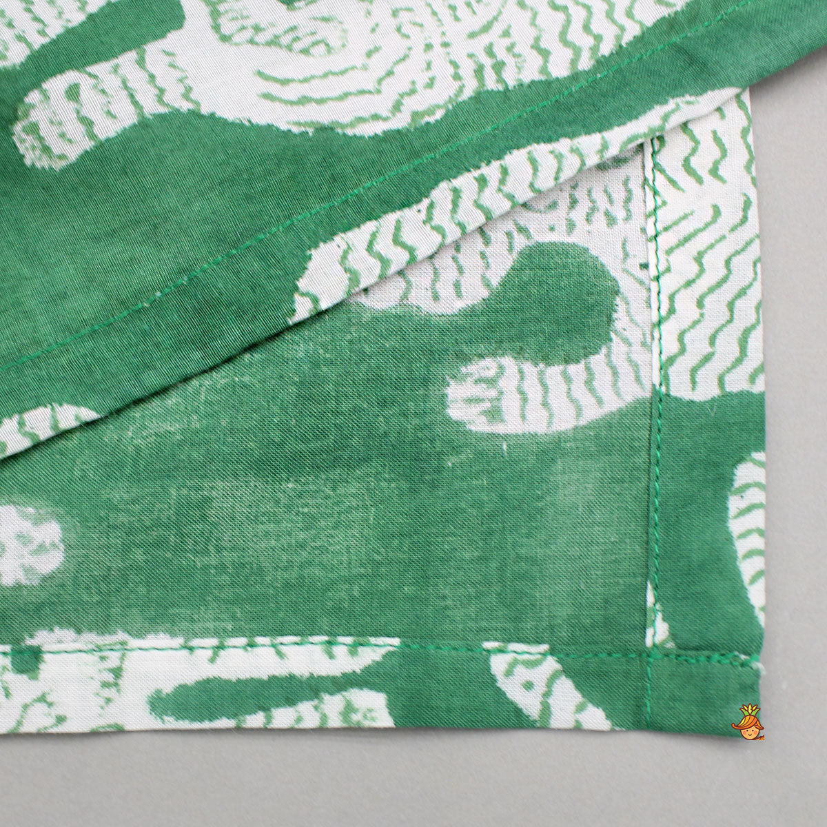 Green Asymmetric Printed Top With Palazzo And Matching Necklace