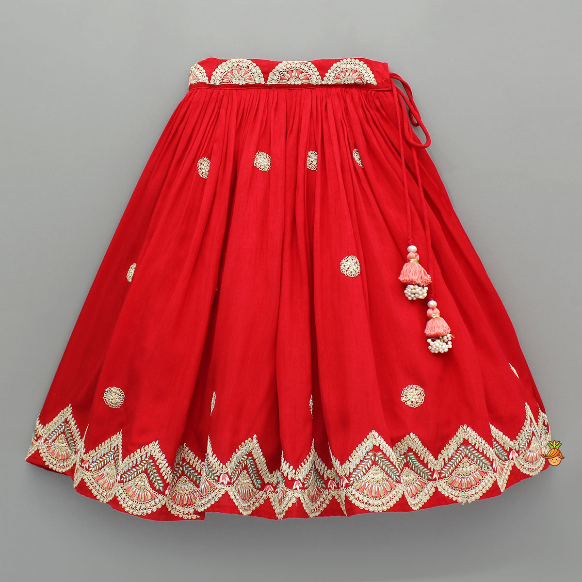 Multicolour Embroidered Red Lehenga