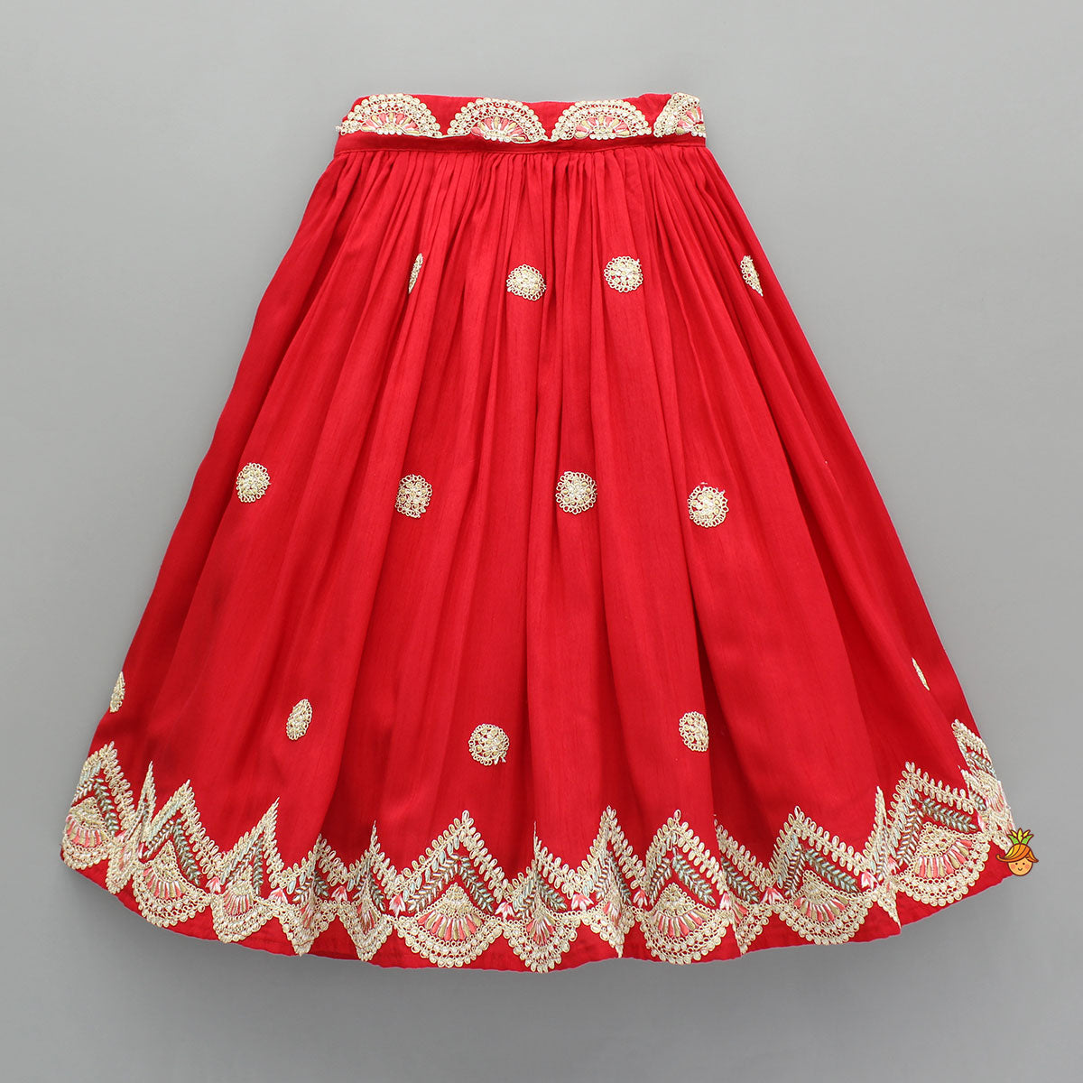 Multicolour Embroidered Red Lehenga