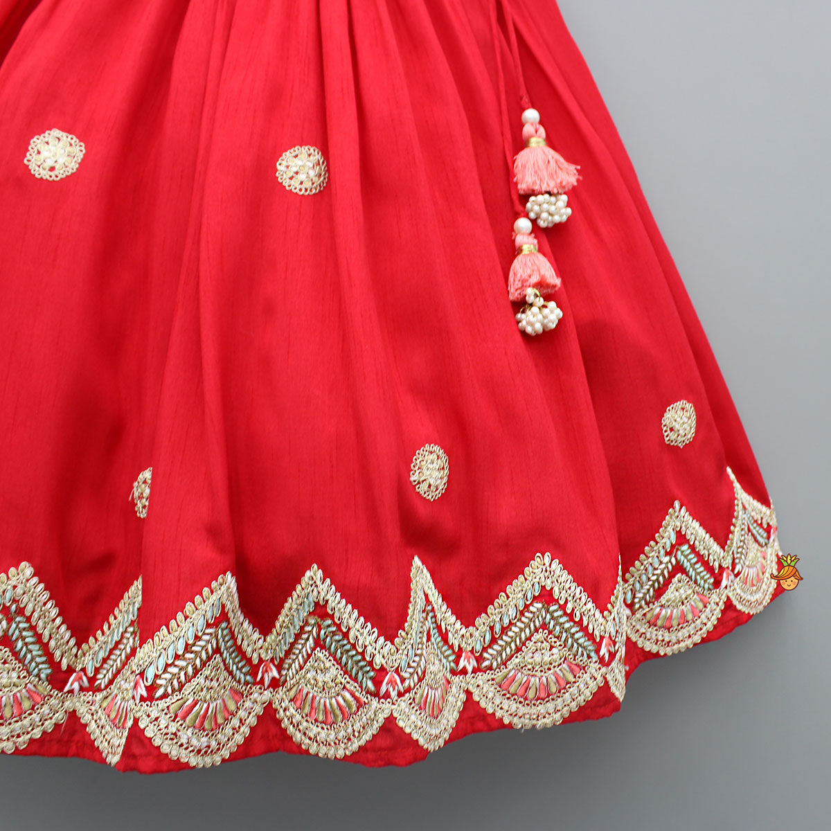 Multicolour Embroidered Red Lehenga