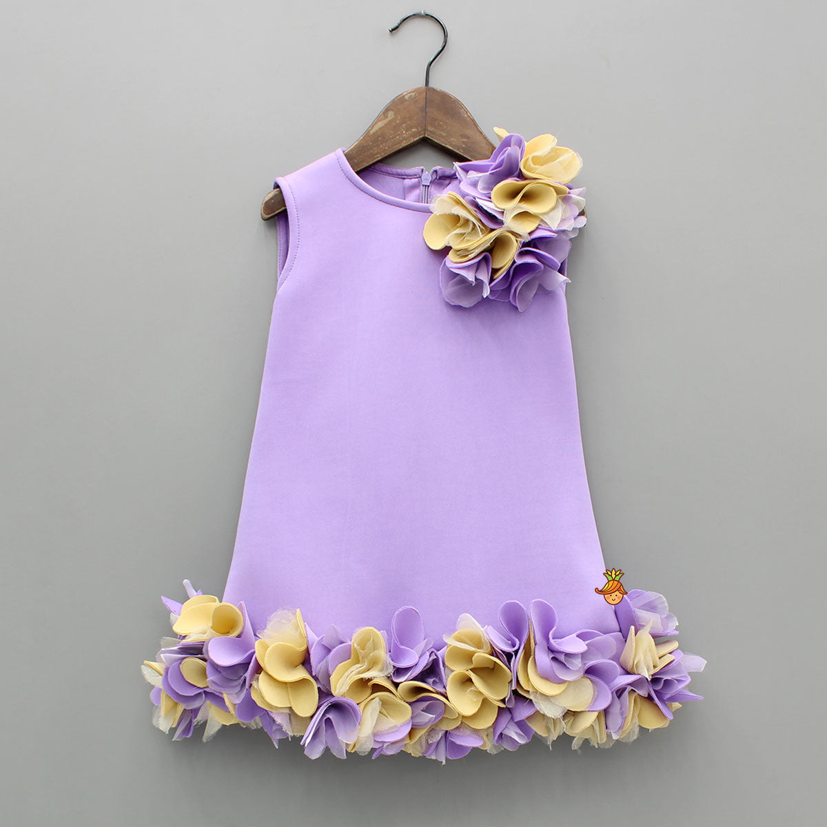 Lavender Artificial Flowers Embellished Dress