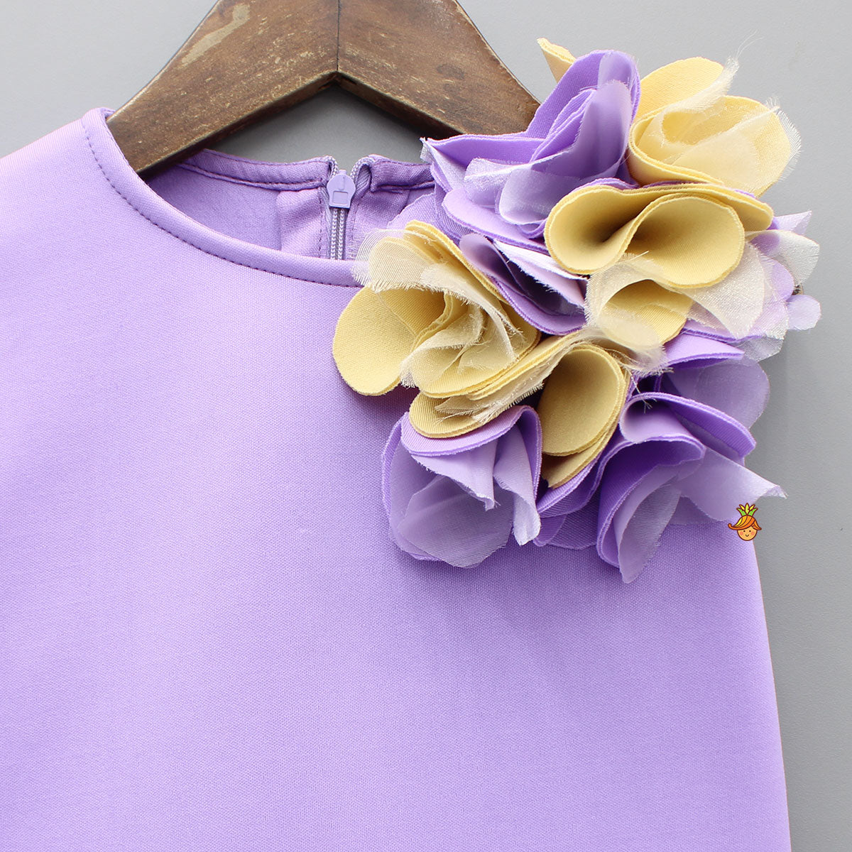 Lavender Artificial Flowers Embellished Dress