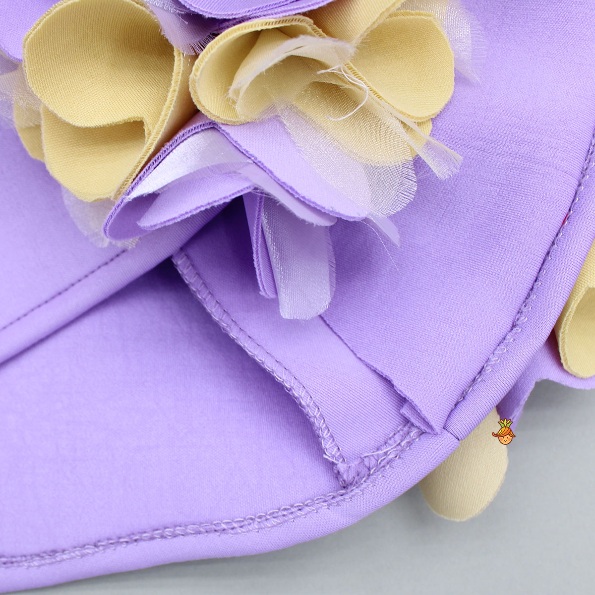 Lavender Artificial Flowers Embellished Dress