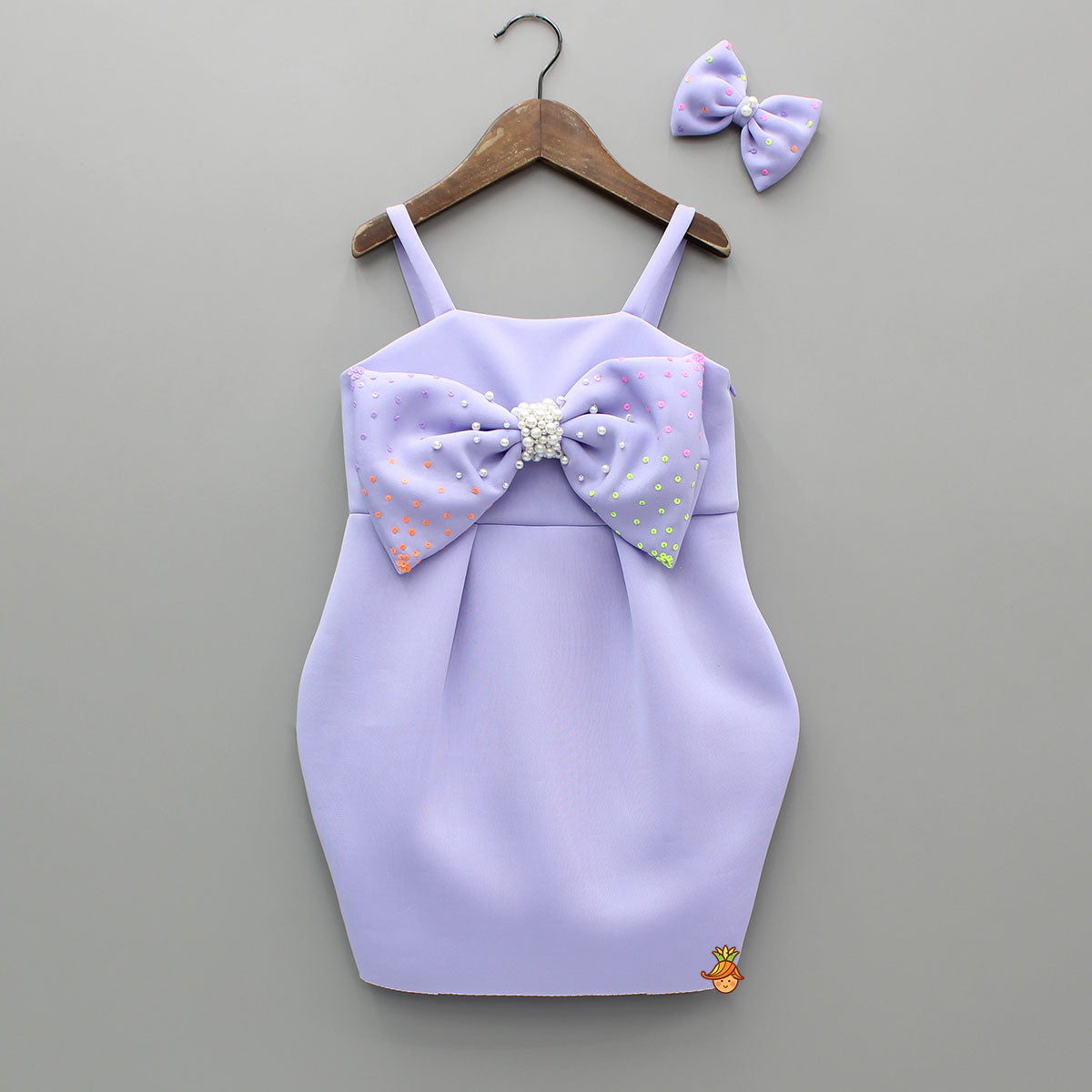 Lavender Bow Embellished Strappy Dress With Matching Bow Hairclip for 8 - 9 Years - Dresses - By Little Muffet Lavender Bow Embellished Strappy Dress With Matching Bow Hairclip for 8 - 9 Years - Dresses - By Little Muffet