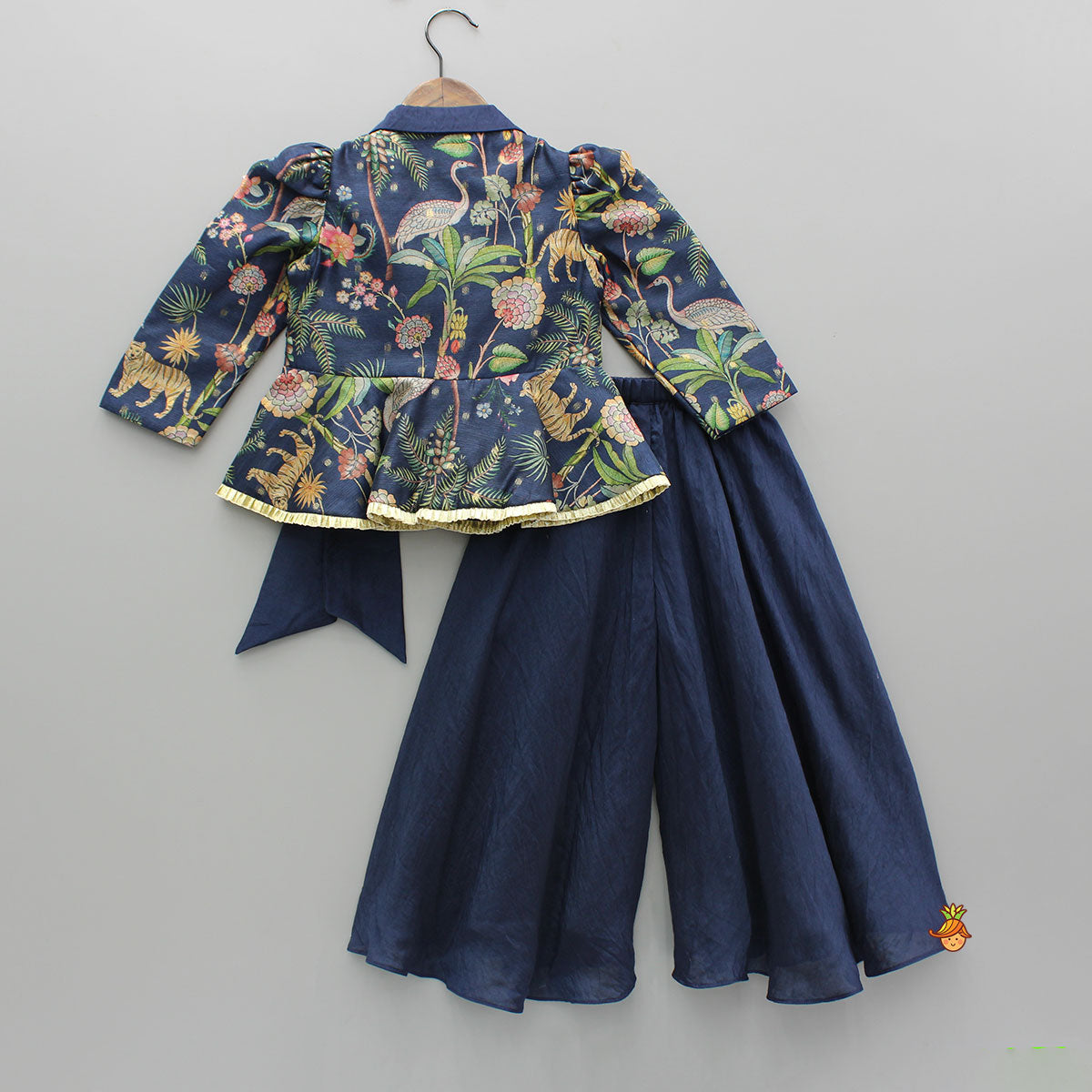 Multicolour Printed Jacket Style Peplum Top And Flared Palazzo