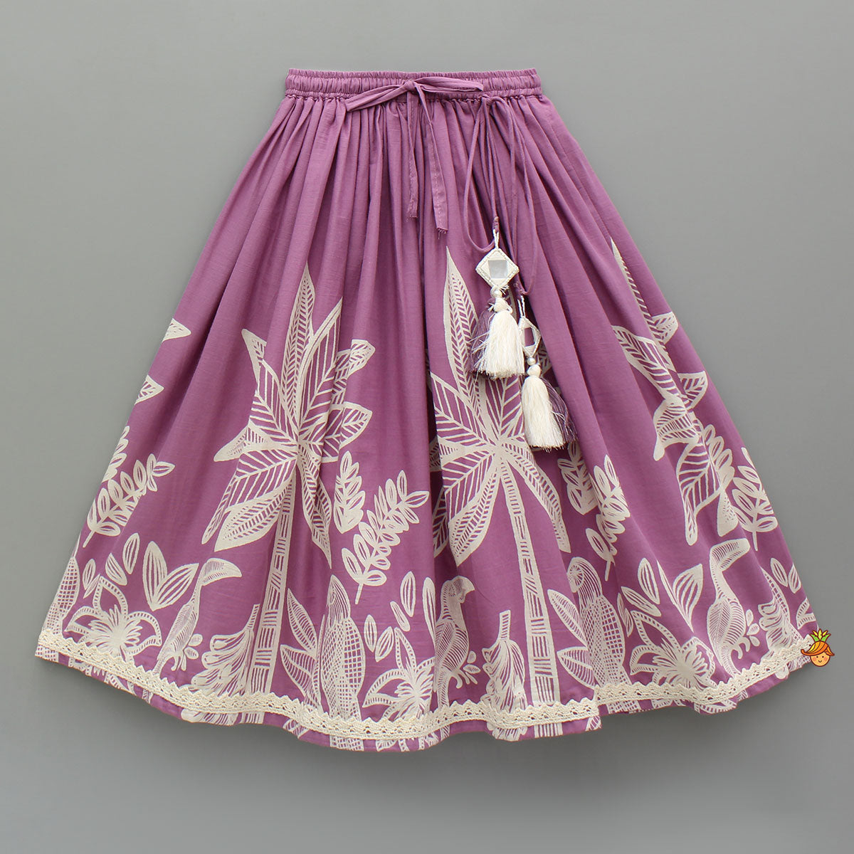 Purple Printed Top And Lehenga