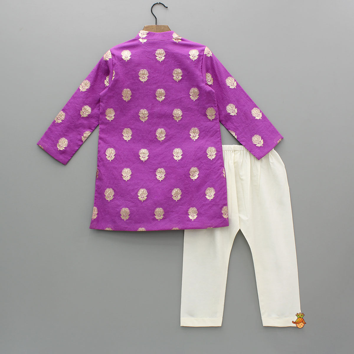 Chanderi Asymmetric Purple Kurta And Pyjama