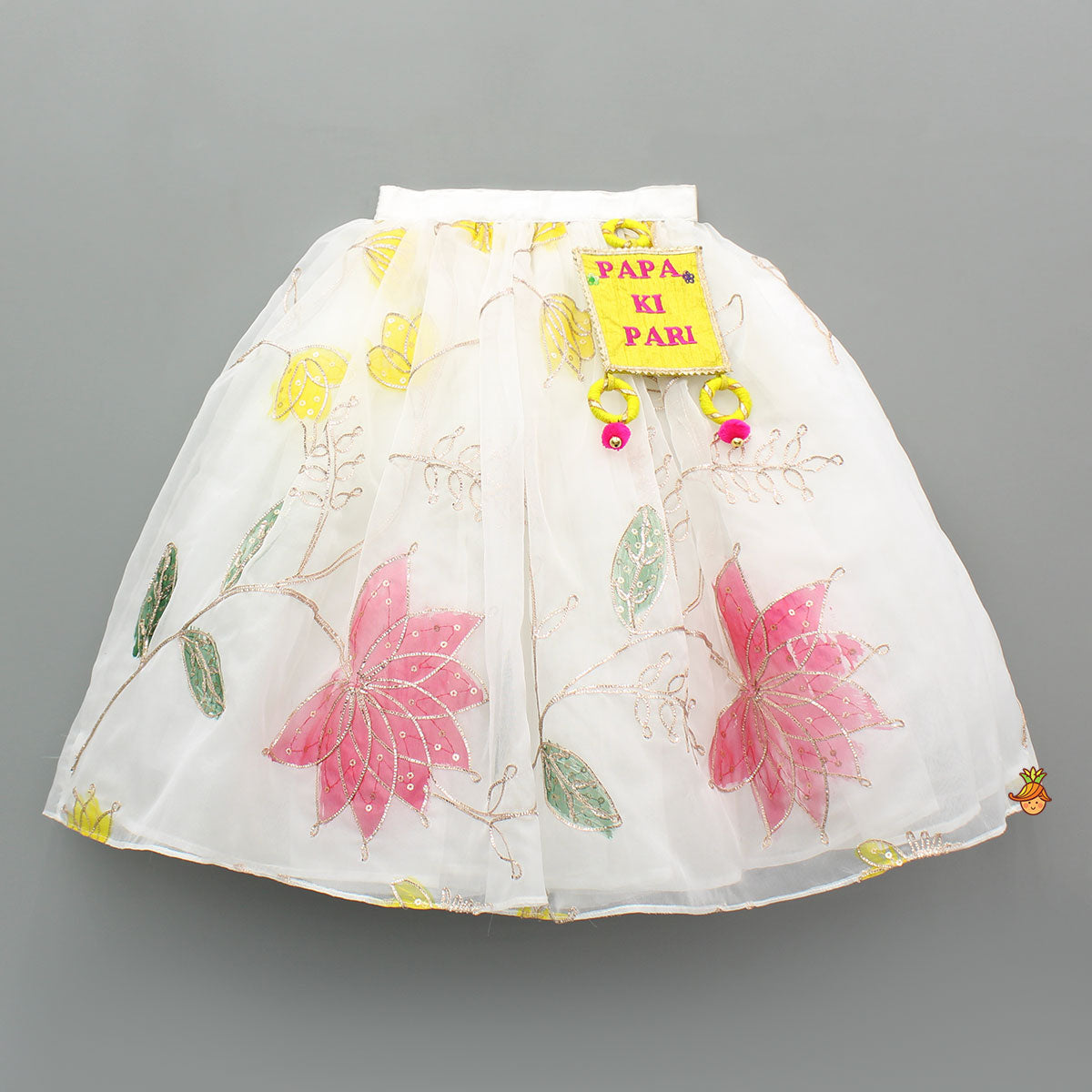 Yellow Lace Detailed Top And Lehenga With Dupatta