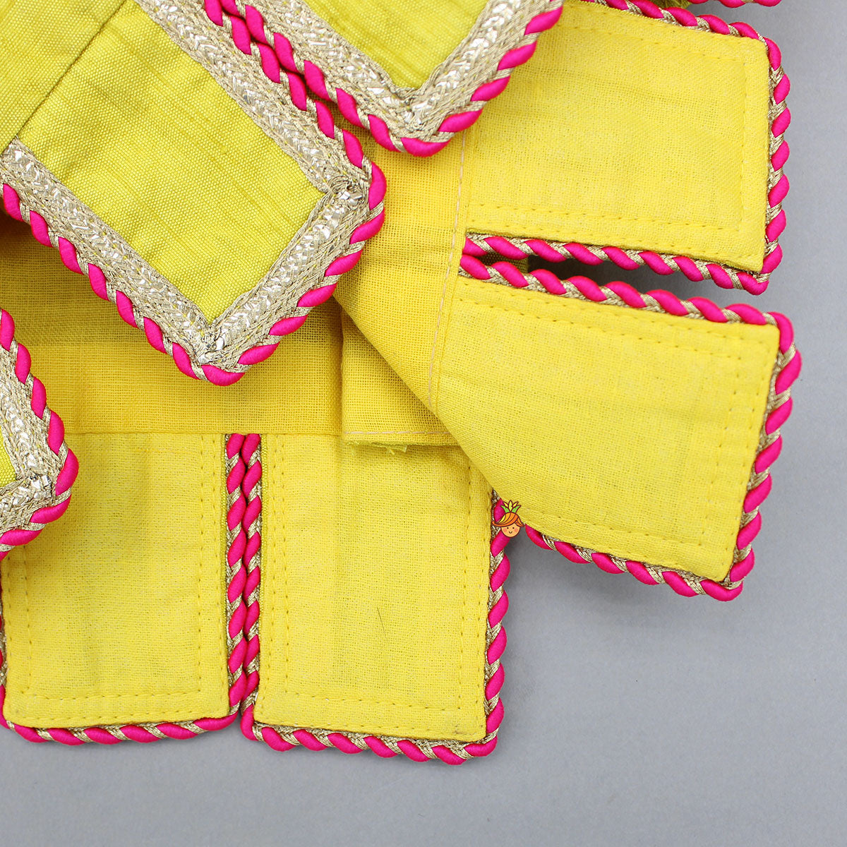 Yellow Lace Detailed Top And Lehenga With Dupatta