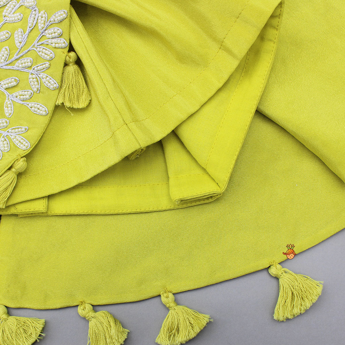 Green Embroidered And Embellished Cape Attached Top With Flared Palazzo