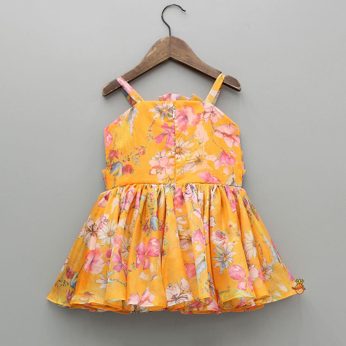 Multicolour Printed Orange Strappy Dress