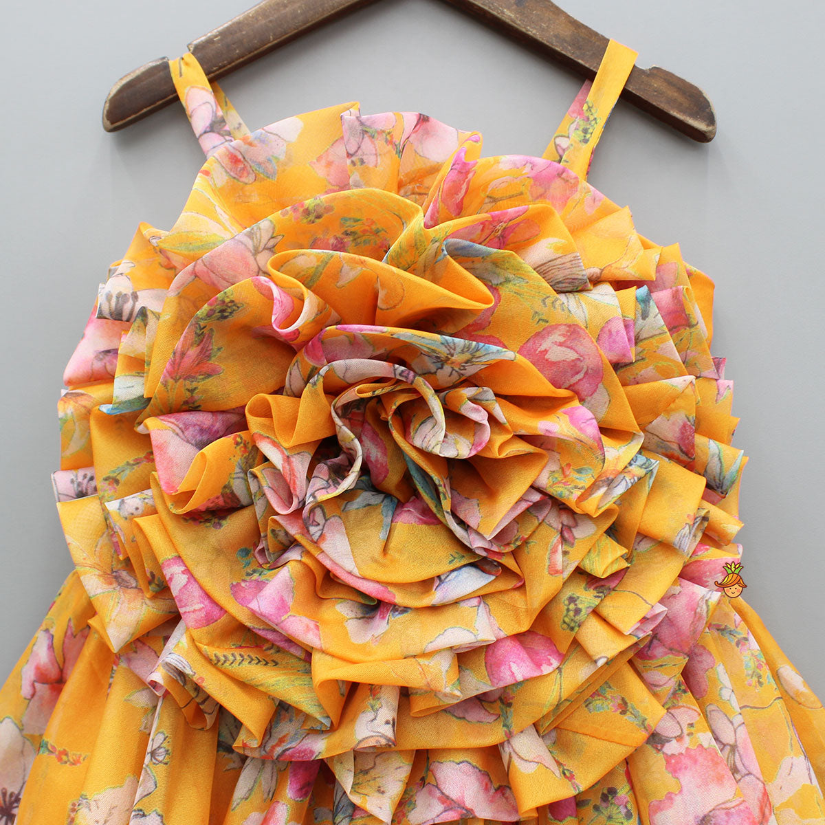 Multicolour Printed Orange Strappy Dress
