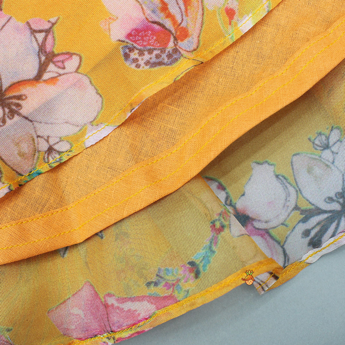 Multicolour Printed Orange Strappy Dress