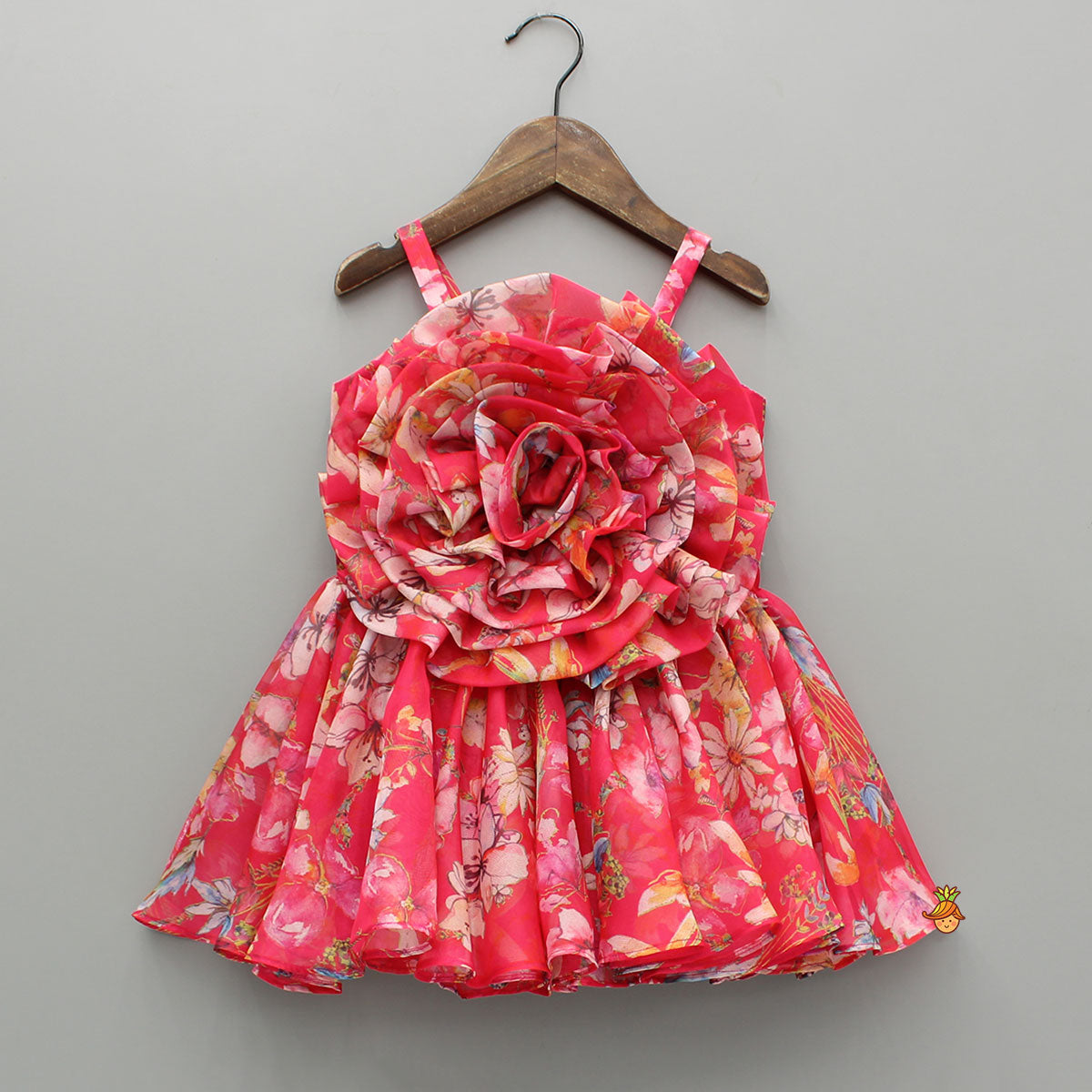 Pink Multicolour Printed Strappy Dress