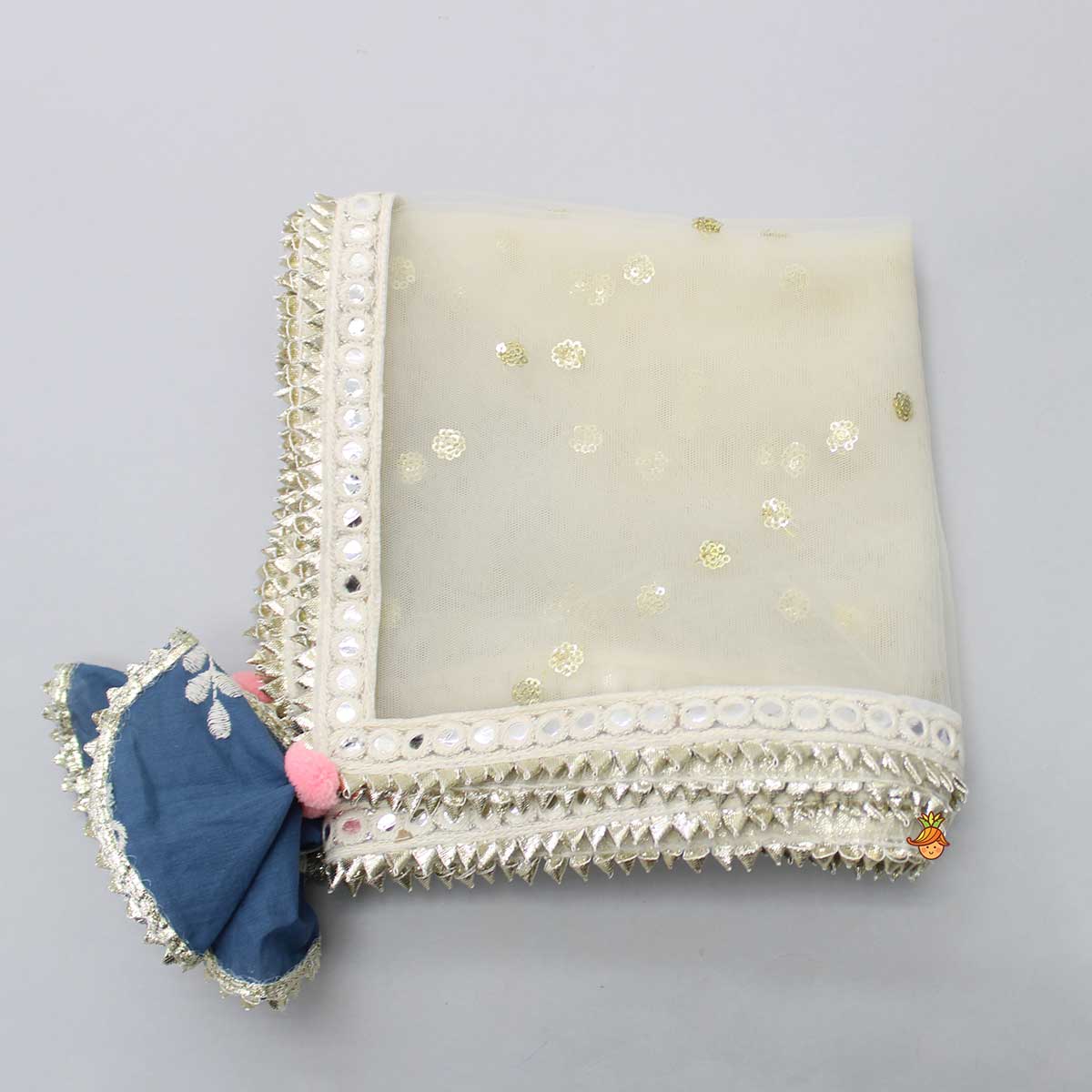 Embroidered Dual Tone Stylish Top And Lehenga With Net Dupatta