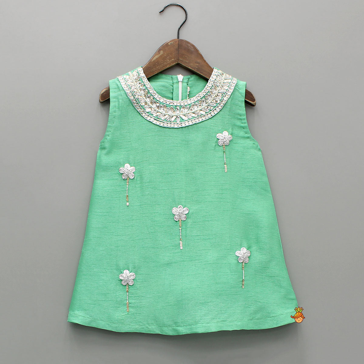 Green Embroidered Kurti And Flared Palazzo