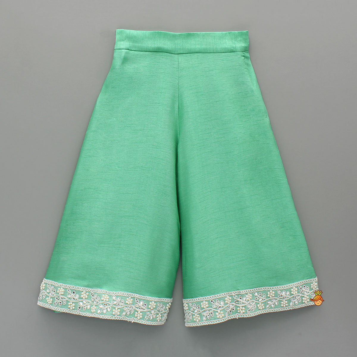 Green Embroidered Kurti And Flared Palazzo