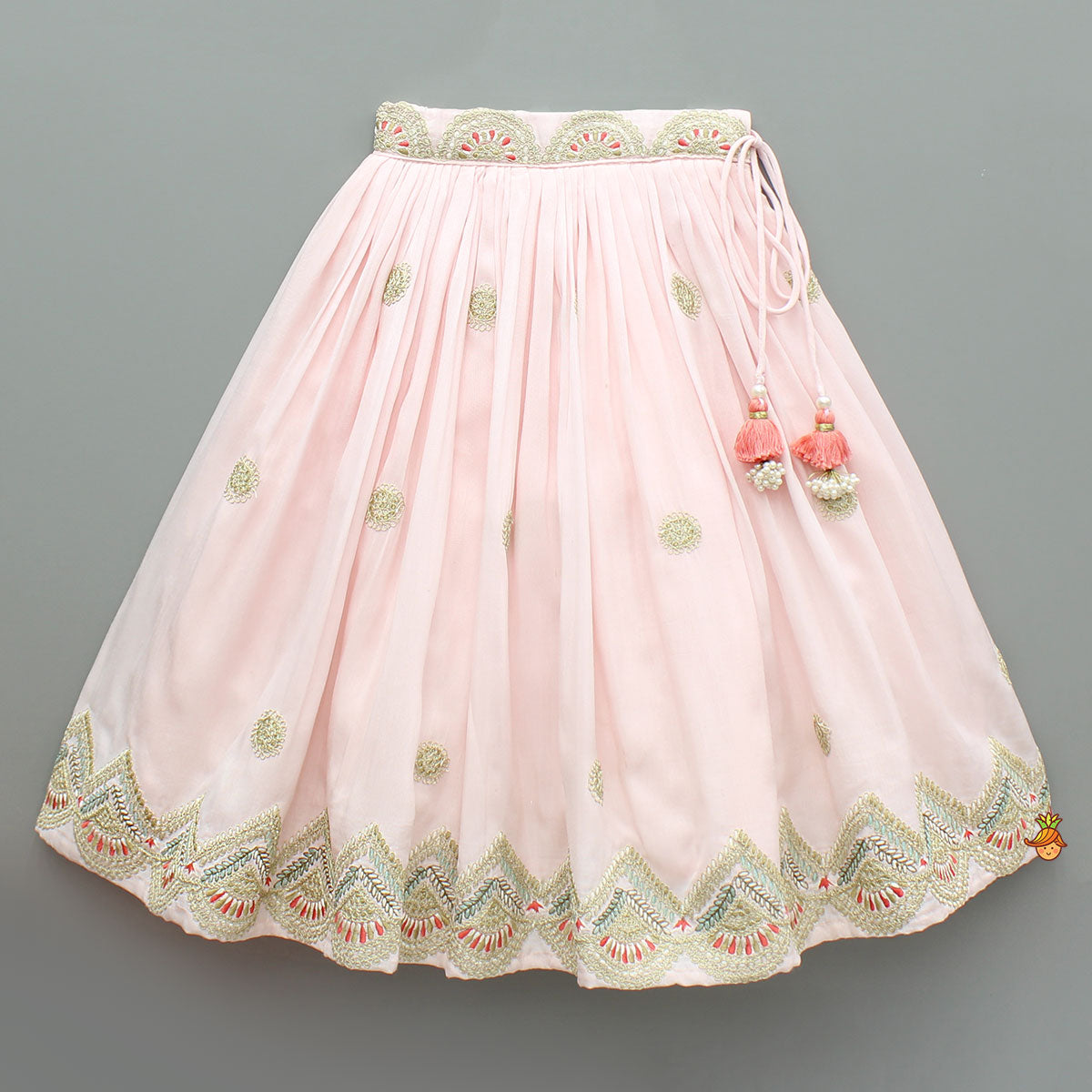 Pink Multicoloured Embroidered Lehenga