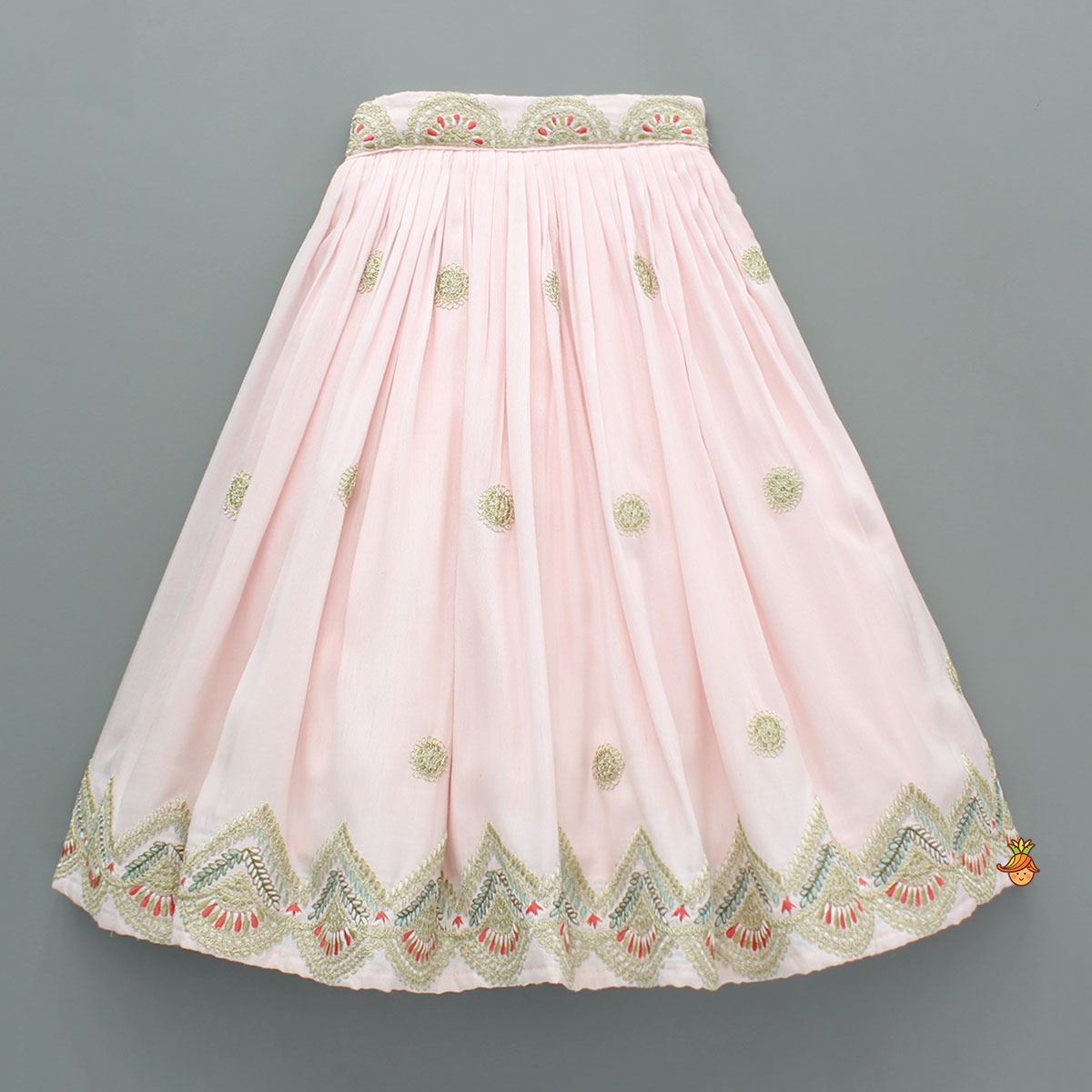 Pink Multicoloured Embroidered Lehenga