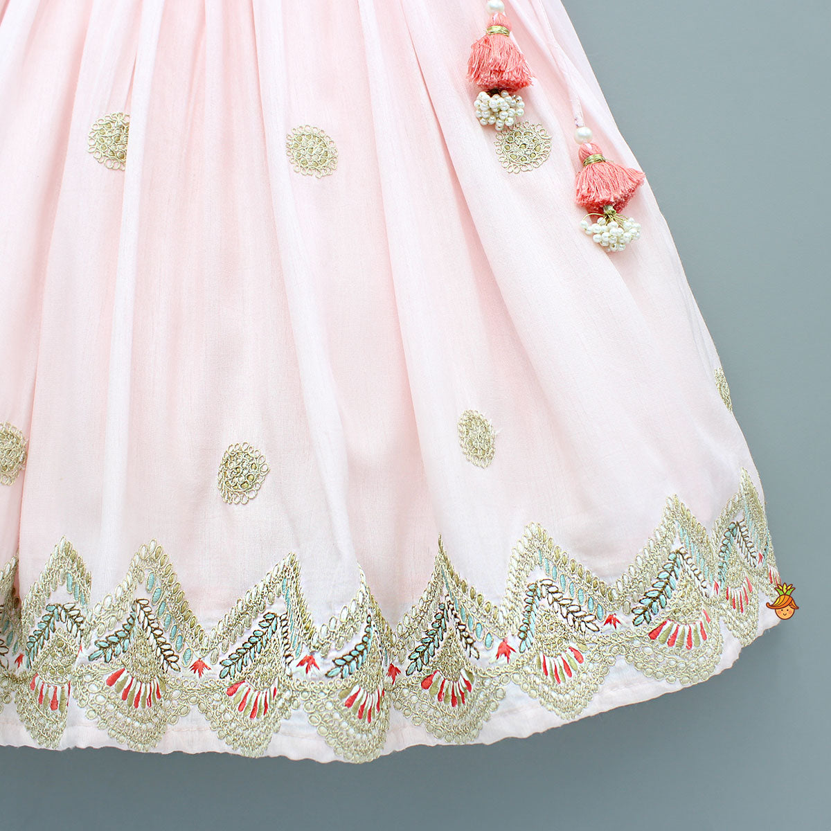 Pink Multicoloured Embroidered Lehenga