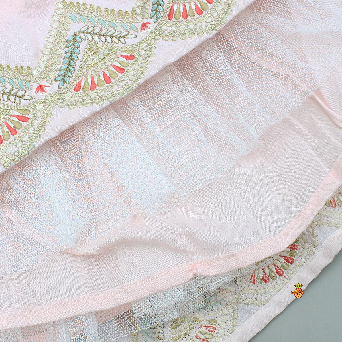 Pink Multicoloured Embroidered Lehenga