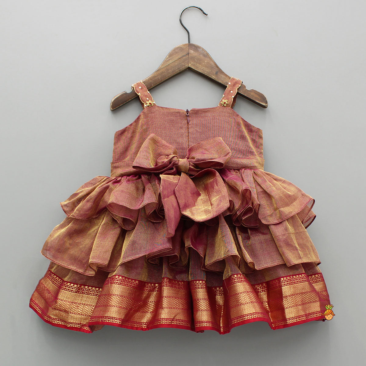 Maroon Embroidered Strappy Layered Dress