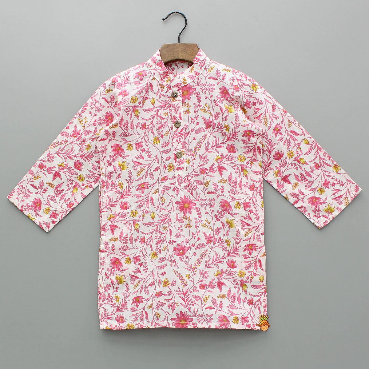 Floral Printed Kurta And Jacket With Pyjama