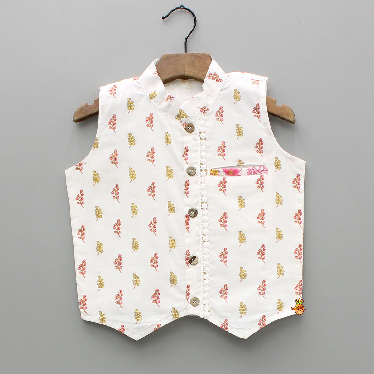 Floral Printed Kurta And Jacket With Pyjama