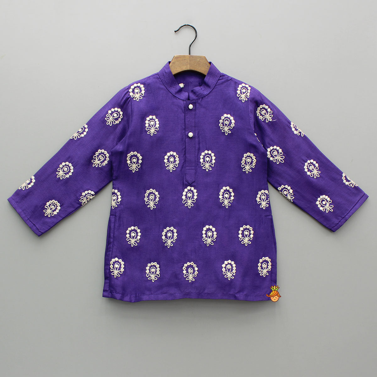 Purple Embroidered Kurta And Pyjama