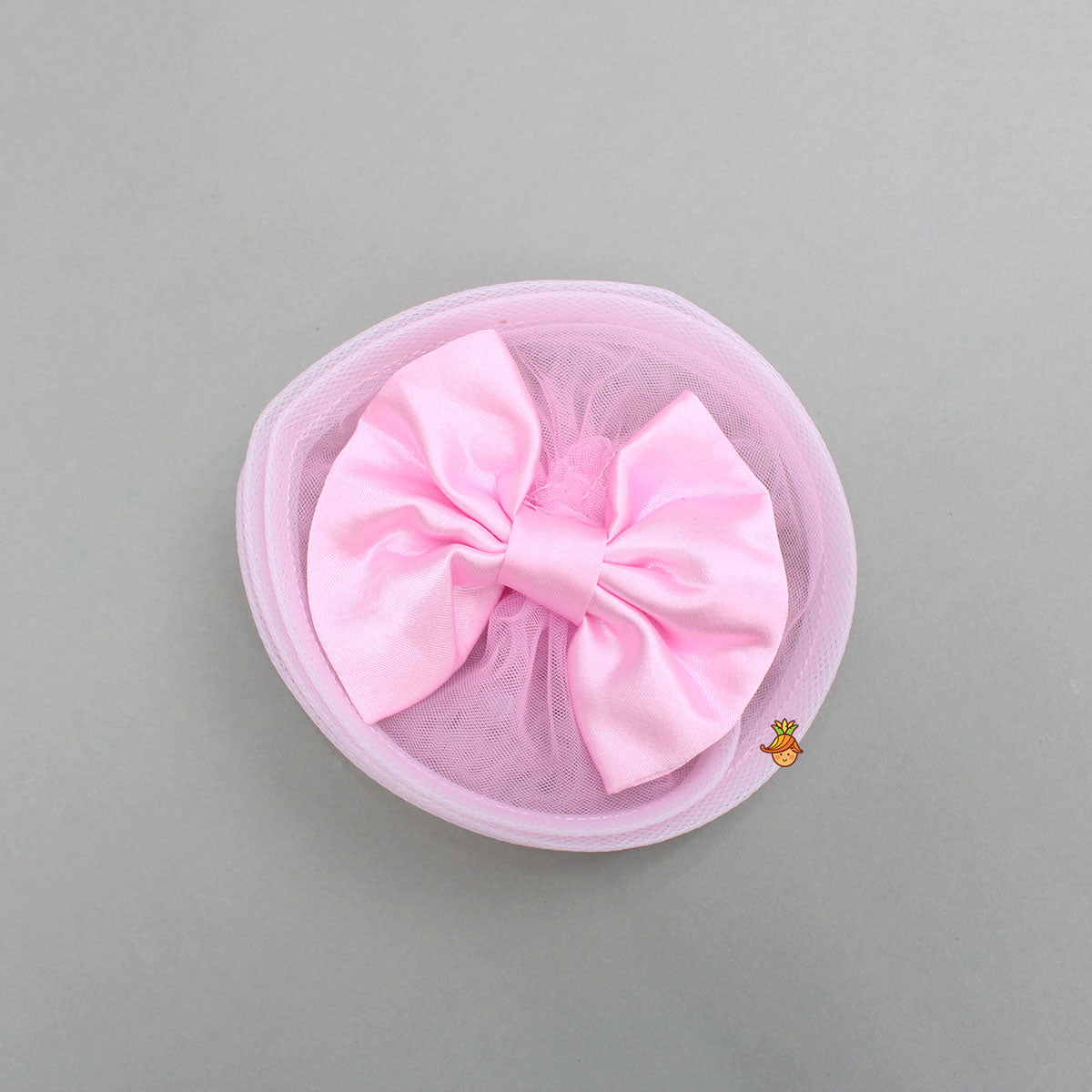 Pink Embellished Dress With Butterfly Wings And Swirled Bow Hairclip
