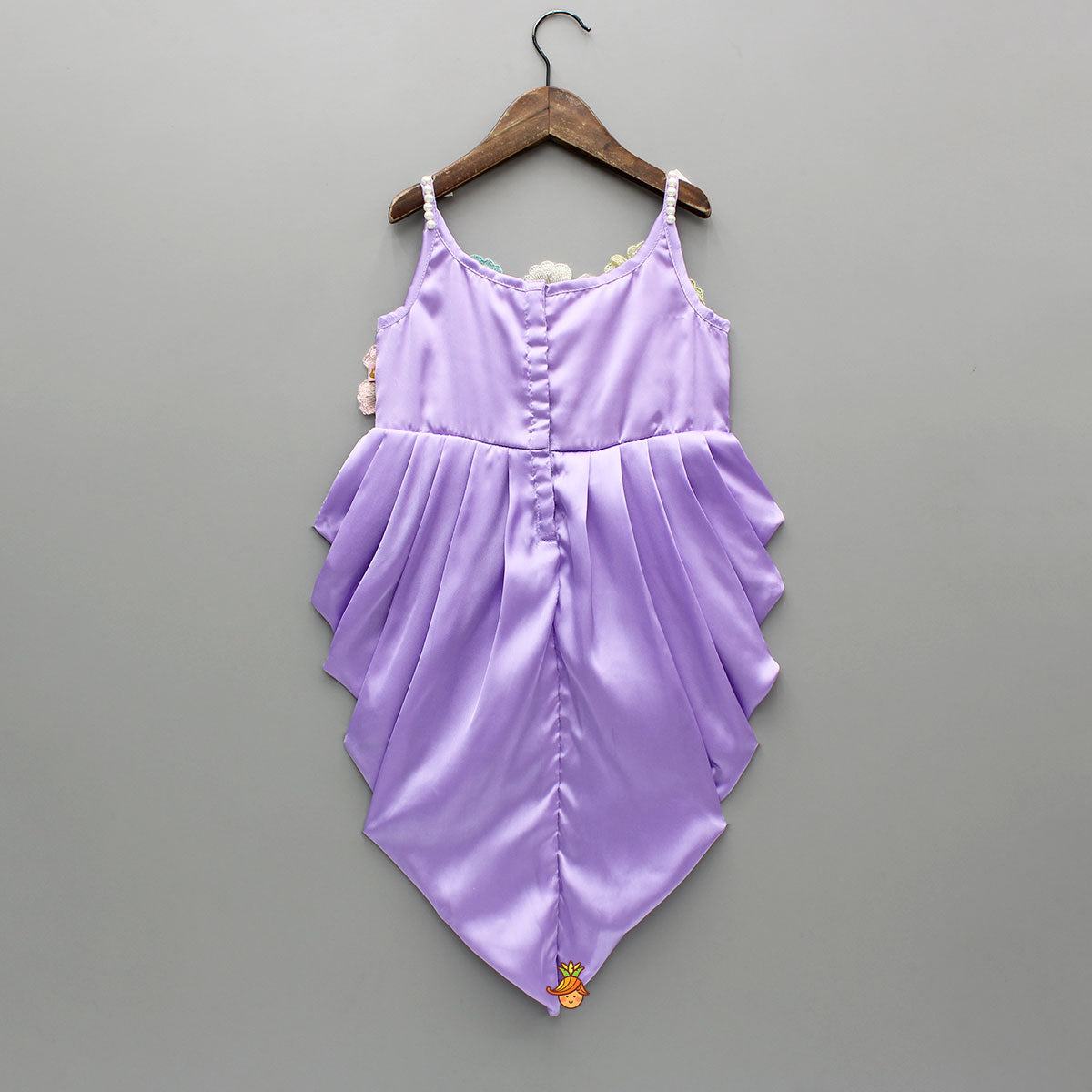 Lavender Embellished Pleated Dhoti Style Dress
