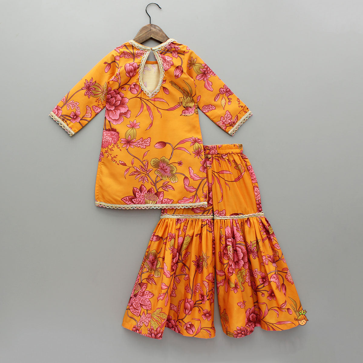 Floral Printed Kurti And Sharara With Dupatta