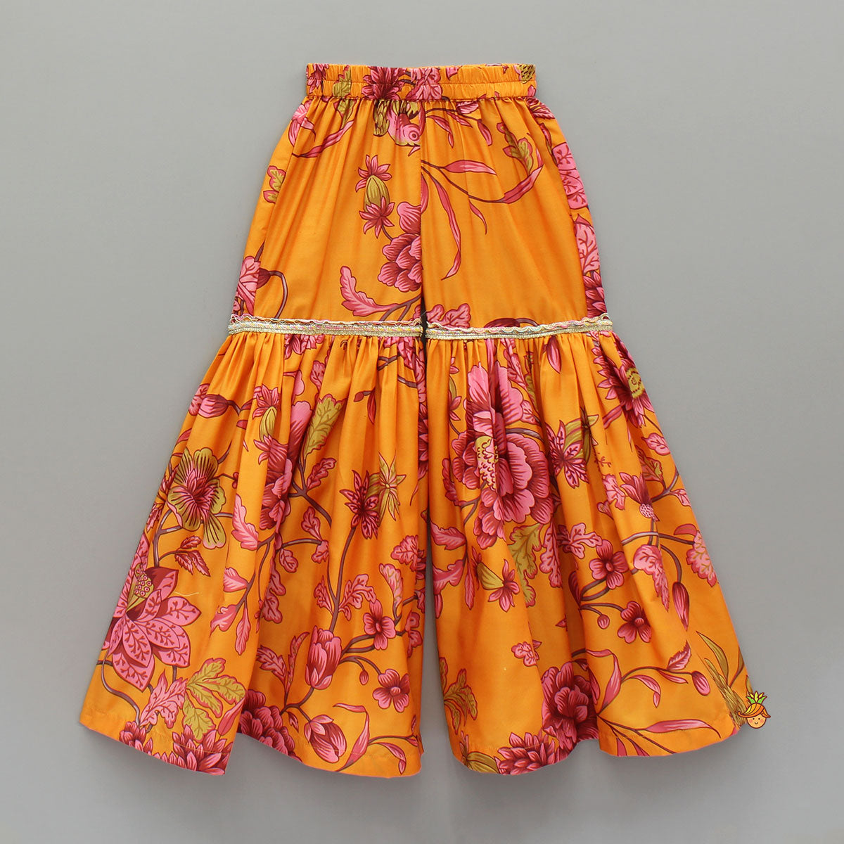 Floral Printed Kurti And Sharara With Dupatta