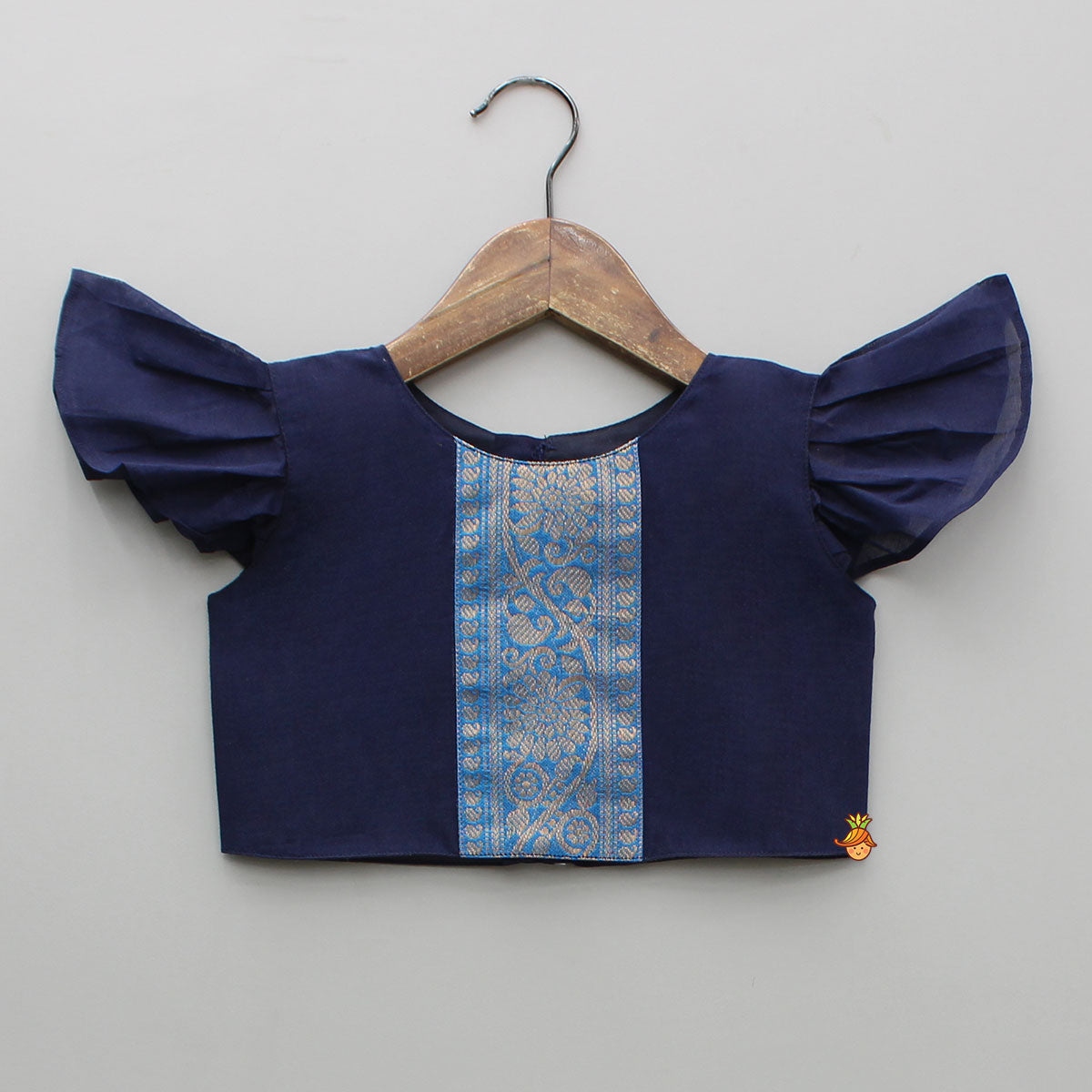 Blue Pattu Top With Matching Pant
